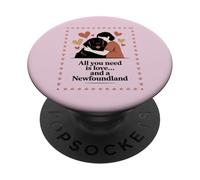 Tout ce Dont Vous Avez Besoin, C'est de l'amour et d'une Terre-Neuve - Hug Silhouette PopSockets PopGrip Adhésif