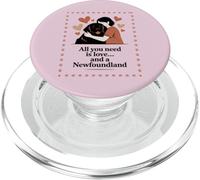 Tout ce Dont Vous Avez Besoin, C'est de l'amour et d'une Terre-Neuve - Hug Silhouette PopSockets PopGrip pour MagSafe