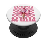 Tout ce Dont Vous Avez Besoin, C'est d'un Cornet de crème glacée, d'un nœud Coquette Rose pour Fille, Maman PopSockets PopGrip Adhésif