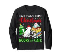 Tout ce Que Je Veux pour Noël, ce sont des Livres et des Chats, de Jolies Vacances douillettes Manche Longue