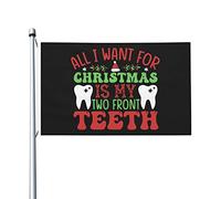 Tout Ce Que Je Veux Pour Noël, C'Est Récupérer Mes Deux Dents De Devant. Garden Flag Avec Œillets Drapeaux Décoratif Colorée Bannière Décoration Pour Pelouse Patio Intérieure 90X152Cm