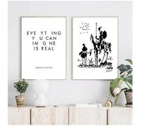 Tout ce que vous pouvez imaginer est réel, peintures sur toile de Pablo Picasso, Don Quichotte, affiche murale, décoration d'intérieur (60 x 80 cm, 2 pièces sans cadre)