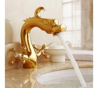 Tout Cuivre Style Européen Forme de Dragon Simple Trou Salle de Bain Vintage Noir Lavabo Lavabo Robinet Chaud et Froid