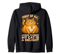 Tout d'abord, Jésus Pense Que Mon Chat est Un délice Sweat à Capuche
