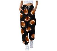 Tout Élégant Femme avec Bord Imprimé Vintage Ancien Journal Pantalon de Sport Harlan Femmes Casual Pantalon Chaud, Noir - 3, M