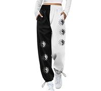 Tout Élégant Femme avec Bord Imprimé Vintage Ancien Journal Pantalon de Sport Harlan Femmes Casual Pantalon Chaud, Gris foncé - 1., M