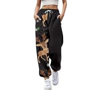 Tout Élégant Femme avec Bord Imprimé Vintage Ancien Journal Pantalon de Sport Harlan Femmes Casual Pantalon Chaud, Pastèque Rouge-7, M