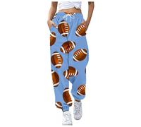 Tout Élégant Femme avec Bord Imprimé Vintage Ancien Journal Pantalon de Sport Harlan Femmes Casual Pantalon Chaud, Bleu clair 3, M