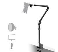 【Tout en métal】Bras magique de bureau RAUBAY - Support de bureau pour caméra aérienne - Support de lampe de table avec rotule de 6,35 mm, adaptateur 0,95 cm et 1,5 cm, pince en C, bras rétractable