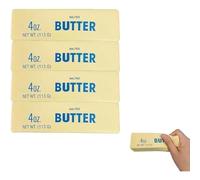 Tout-en-Un Squishy Beurre Réaliste, Slow Rising Squeeze Jouet Antistress, Figurine Nourriture Factice avec Parfum Beurre, Jouet Sensoriel Fidget pour Enfants et Adultes, Bâton de Beurre Mou (4 pcs)