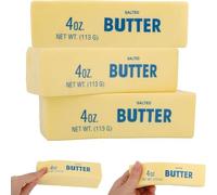 Tout-en-Un Squishy Beurre Réaliste, Slow Rising Squeeze Jouet Antistress, Figurine Nourriture Factice avec Parfum Beurre, Jouet Sensoriel Fidget pour Enfants et Adultes, Bâton de Beurre Mou (3 pcs)