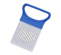 Tout-en-un Tranche-oignon,Oignon Couteau à trancher Acier inoxydable Aiguille à viande Coupe-pommes de terre，Trancheur d'oignon Support d'oignon anti-odeur et hachoir(11 x 7,8 cm) (Bleu)