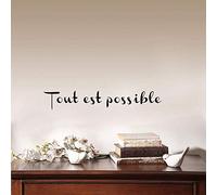 Tout Est Possible Français Motivation Inspiration Citation Vinyle Stickers Muraux Pour Salon Home Decor7 * 42Cm
