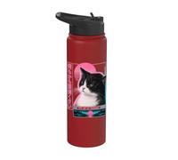 Tout est tellement ennuyeux que le mème Vaporwave du chat smoking japonais Stainless Steel Insulated Water Bottle