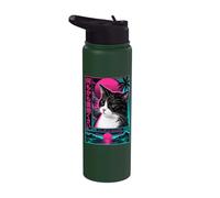 Tout est tellement ennuyeux que le mème Vaporwave du chat smoking japonais Stainless Steel Insulated Water Bottle