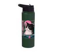 Tout est tellement ennuyeux que le mème Vaporwave du chat smoking japonais Stainless Steel Insulated Water Bottle