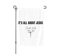 TOUT EST UNE QUESTION DE JÉSUS Charlie Kirk Drapeau de jardin Drapeaux de jardin personnalisés Bannière double face 12