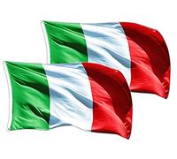 Tout ira bien Italie Drapeau 5 * 3ft 90x150cm Tricolore Azzurri National Tissu Mât Italie (BandieraITA_2pcs)
