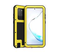 Tout Le Corps Coque pour Samsung Galaxy Note 10 Lite (6,7 Pouces), Love Mei à Toute épreuve Hybride Aluminium Métal Armure Antichoc Antipoussière Housses (Jaune)