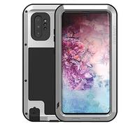 Tout Le Corps Coque pour Samsung Galaxy Note 10+/Plus 5G, Love Mei à Toute épreuve Hybride Aluminium Métal Armure Antichoc Antipoussière Housses 6,8-Pouce, sans Verre Trempé(Argent)