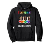 Tout Le Monde est bienvenu Ici diversité Inclusion cœurs Arc-en-Ciel Sweat à Capuche