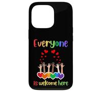 Tout Le Monde est Le bienvenu Ici Inclusion diversité Arc-en-Ciel LGBTQ Coque pour iPhone 13 Pro
