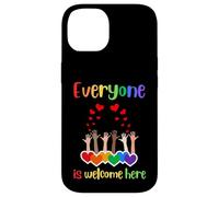 Tout Le Monde est Le bienvenu Ici Inclusion diversité Arc-en-Ciel LGBTQ Coque pour iPhone 14