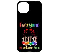 Tout Le Monde est Le bienvenu Ici Inclusion diversité Arc-en-Ciel LGBTQ Coque pour iPhone 15 Plus