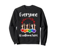 Tout le monde est le bienvenu ici inclusion diversité arc-en-ciel LGBTQ Sweatshirt