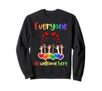 Tout Le Monde est Le bienvenu Ici Inclusion diversité Arc-en-Ciel LGBTQ Sweatshirt
