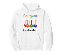 Tout Le Monde est Le bienvenu Ici Rainbow Heart Inclusion LGBTQ Sweat à Capuche
