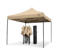 Tout nouveau pavillon ouvrant instantané ultra-résistant, entièrement imperméable, revêtu de PVC de qualité supérieure 3x3m Avec housse de transport ultra-résistante GRATUITE + 4 sacs de sable faisant usage de poids - En Beige