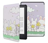 Tout Nouvel Étui Kindle Paperwhite 2024 7'' 12E /Kindle Paperwhite /1Ère Kindle Colorsoft,Étui en Cuir PU Léger avec Veille/Réveil Automatique-Lapin de Dessin animé Mignon