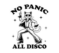 tout panique pas de chat disco typographie hilarante animal drôle chat vintage Stickers artistiques en vinyle 65.6x77cm Plusieurs tailles disponibles Noir