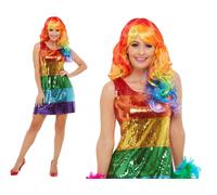 Tout Qui Eclats Arc-en-Ciel Déguisement Fierté Robe Charleston Costume UK 8-18