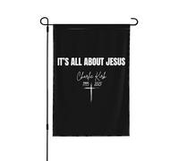 « Tout tourne autour de Jésus » - Drapeau de jardin Charlie Kirk - Bannière double face décorative 30 x 45 cm pour la maison, la terrasse et le jardin