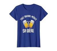 Tout Travail Mérite Sa Bière T-Shirt, Femme, Bleu Royal, 3XL