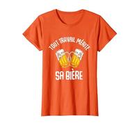 Tout Travail Mérite Sa Bière T-Shirt, Femme, Orange, XL
