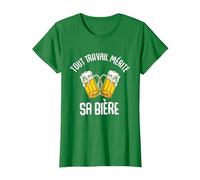 Tout Travail Mérite Sa Bière T-Shirt, Femme, Vert Kelly, XXL