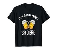 Tout Travail Mérite Sa Bière T-Shirt, Homme, Noir, 3XL