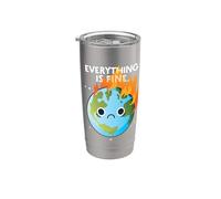 TOUT VA BIEN Sad Earth Day Meme Planet on Fire Gobelet isotherme en acier inoxydable double paroi