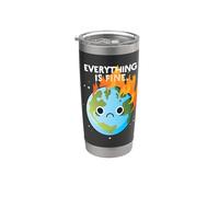 TOUT VA BIEN Sad Earth Day Meme Planet on Fire Gobelet isotherme en acier inoxydable double paroi