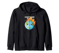 Tout VA Bien Sad Earth Day Meme Planet on Fire Sweat à Capuche