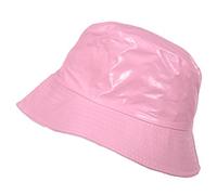 TOUTACOO, Chapeau de Pluie, Bob de Pluie, Bonnet de Pluie, Vinyle Imperméable Uni Aspect ciré (14-Uni Rose Clair)
