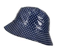 TOUTACOO, Chapeau de Pluie, Bob de Pluie, Vinyle Imperméable Aspect ciré (01-Bleu à Pois-S)