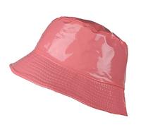 TOUTACOO, Chapeau de Pluie, Bob de Pluie Vinyle Imperméable Aspect ciré (16-Uni Rose)