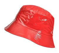 TOUTACOO, Chapeau de Pluie, Bob de Pluie Vinyle Imperméable Uni Aspect ciré (11- Uni Rouge)