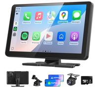 TOUTBIEN Autoradio 9" Écran Tactile, CarPlay & Android Auto sans Fil, Bluetooth 5.0, 1080P Caméra de Recul, 4K Dashcam, Navigation GPS, Mirror Link, Siri et G-oogle Assistant, FM, AUX, Carte TF 64Go