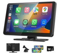TOUTBIEN Autoradio 9" Écran Tactile, CarPlay & Android Auto sans Fil, Bluetooth 5.0, 4K Dashcam, Navigation GPS, Mirror Link, Appels Mains Libres, Siri et G-oogle Assistant, FM, AUX, Carte TF 64Go