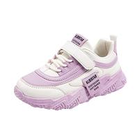 Toutes les saisons Chaussures de sport Fille Semelle plate Semelle épaisse Antidérapant Léger Laçage Boucle Crochet Couleur Unie Confortable Décontractée Chaussures d'intérieur Enfants 28, lilas, 33.5